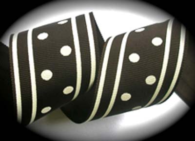 GPD115 2"BROWN/OFF WHITE DOTS/STRIPES - (3 YARDS) CLOSEOUT!